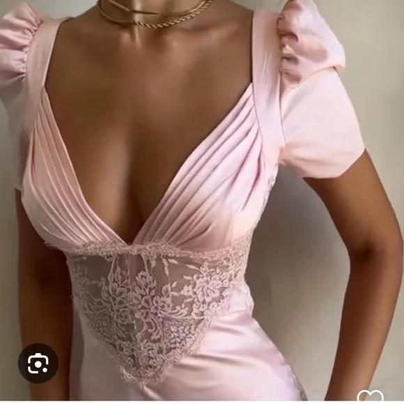 House of CB Pink Lace Detail Dress - Picture 2 of 7